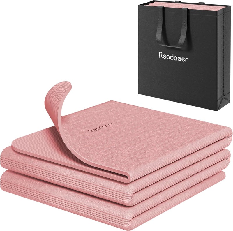 Readaeer Foldable Yoga Mat for Travel Folding Yoga Mat 6mm Thick with Carrying Bag, Non-Slip TPE Exercise Pilates Mat for 72" L x 24" W x 0.24 Inch - Image 1